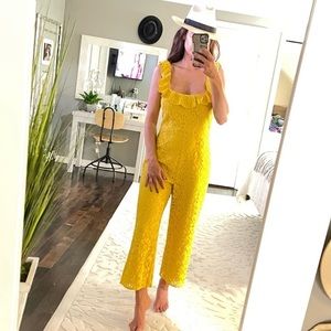 Revolve -  Yellow lace ruffle Jumpsuit